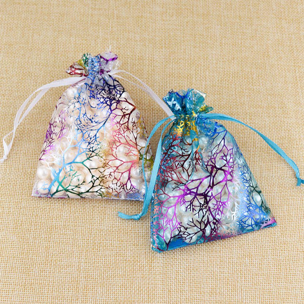 Packaging Pouches Wedding Favor Wrapping Supplies Hot Stamping Organza Bag Drawstring Candy Pouch