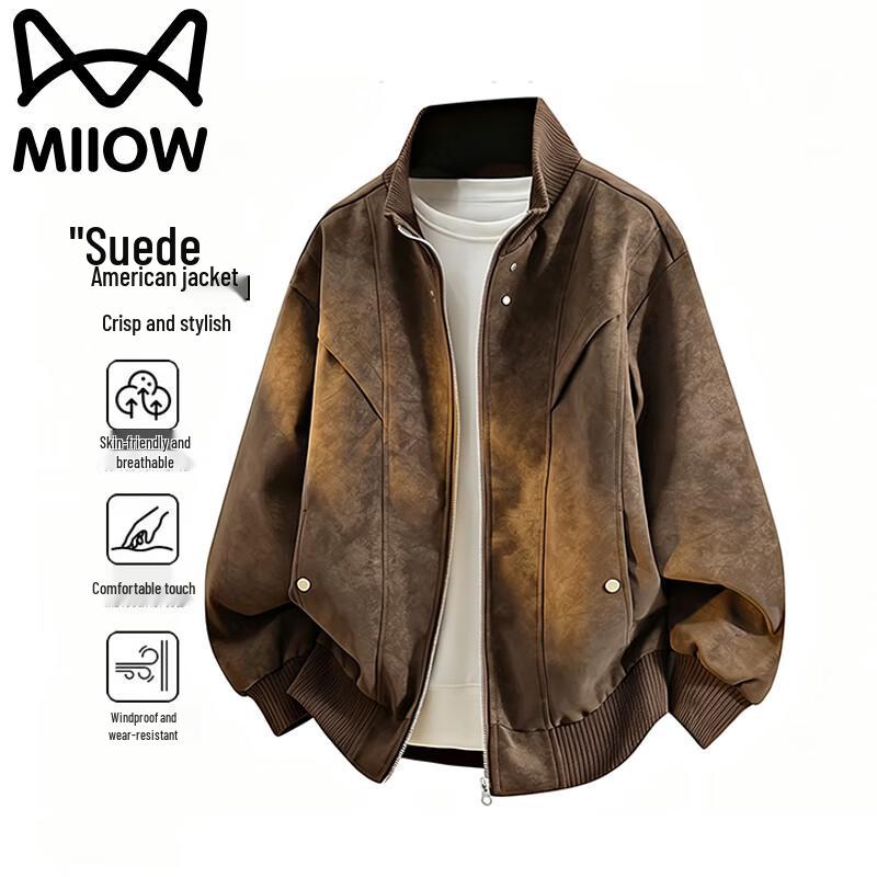 Miiow Men's Retro American Flight Jacket Baseball Coat