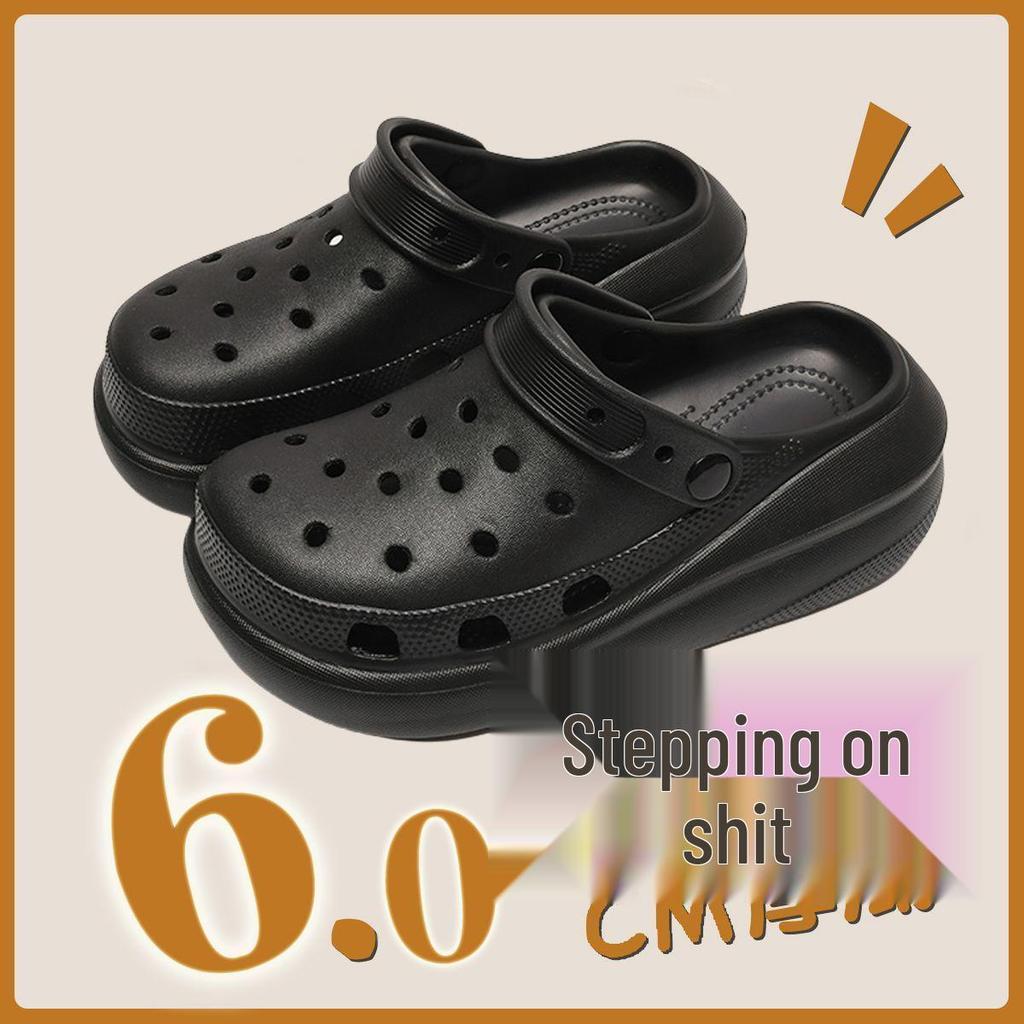 Женские летние пляжные шлепанцы с толстой подошвой, с дырочками и закрытым носком для улицы, 2025