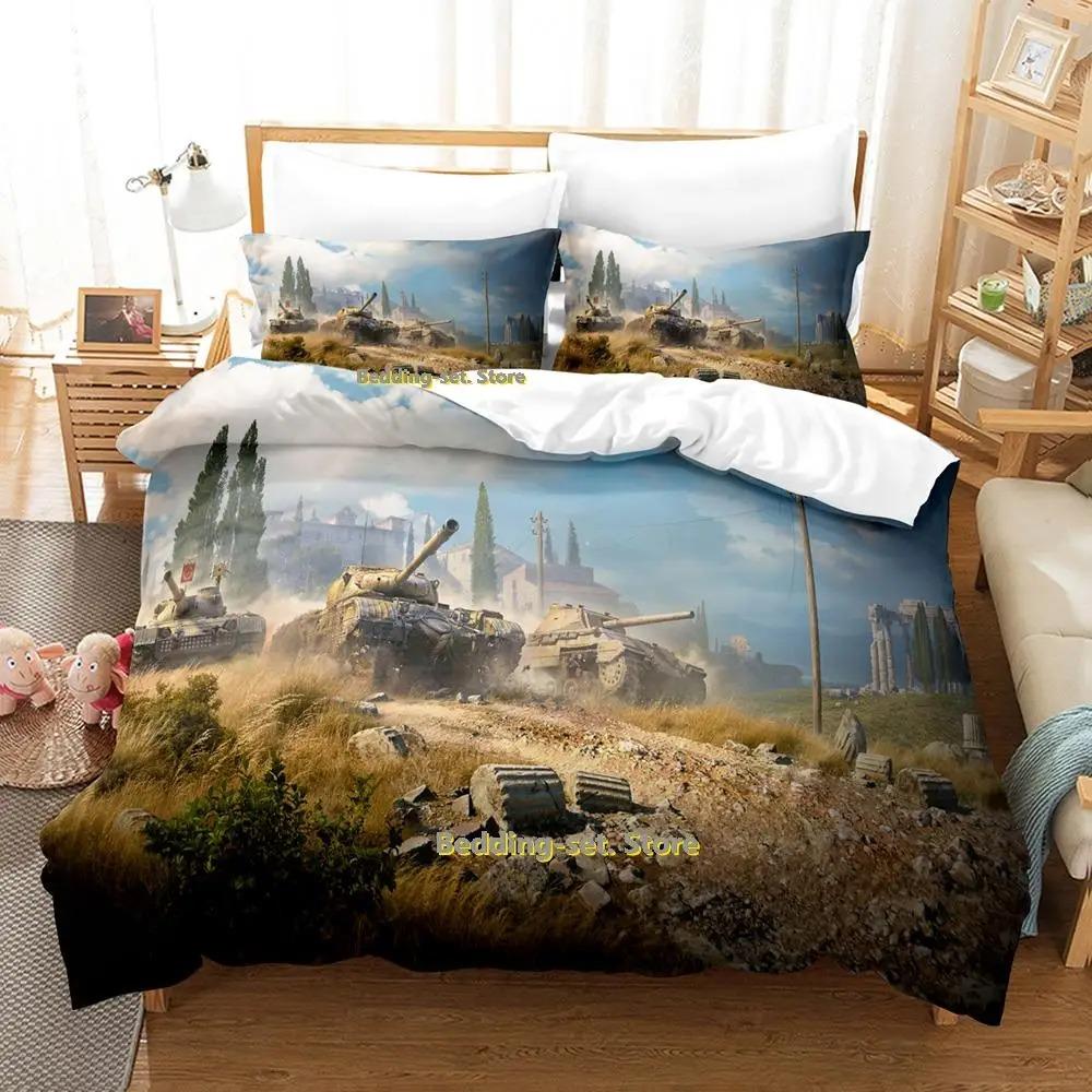 World Of Tanks Bedding Set Single Twin Full Queen King Size Bed Set Adult Kid Bedroom Duvetcover Sets Anime Parure de lit Bed