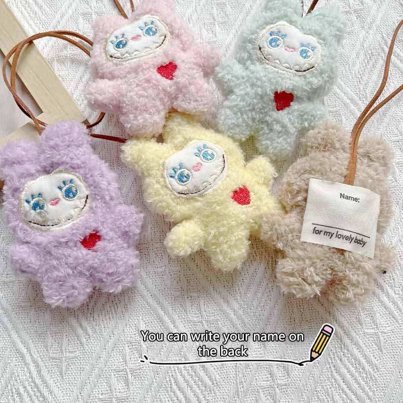 Мультяшный плюшевый монстр Лабубу Писк Кейчиан Имя Наклейка Анти-потеряшка Бирка для багажа Подвеска Украшение для рюкзака Аксессуары Подарки