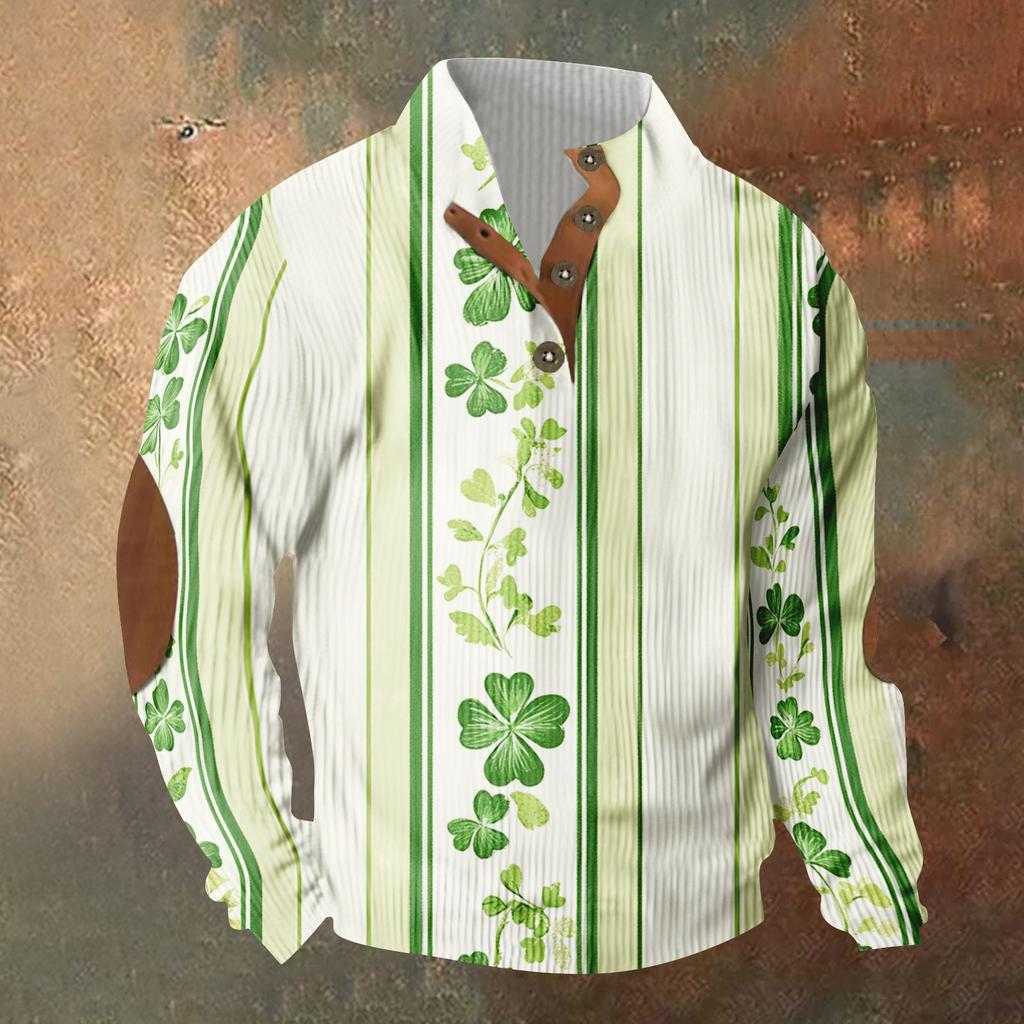 Трикотажный принт на 3 пуговицах - вельветовый мужской свитшот со стоячим воротником и карманом, повседневный свитшот на пуговицах для активного отдыха