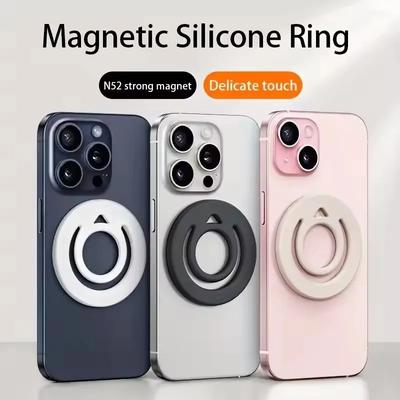Магнитный держатель-кольцо для пальца для телефона для iPhone 16 15 14 Samsung S25 Xiaomi Мягкий силиконовый держатель-подставка для телефона Для MagSafe Универсальный