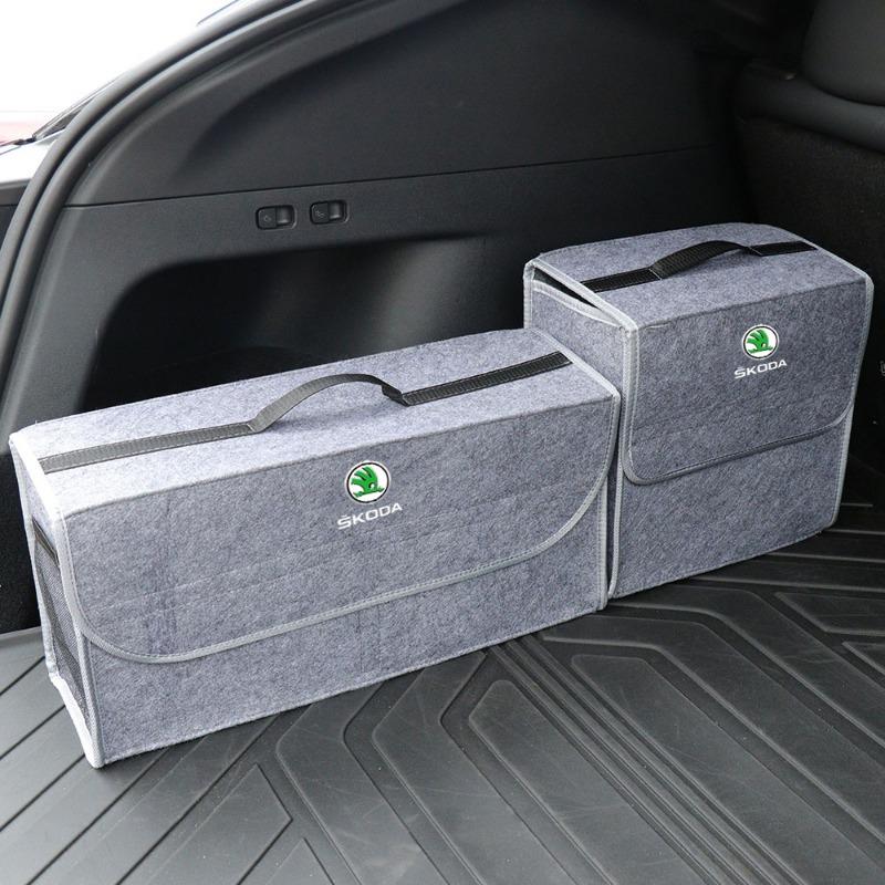 Car Soft Felt Storage Bag Organizer Car Foldable Trunk Bag Car Accessories For Skoda Octavia MK2 MK3 2 A7 Fabia Karoq Kodiaq Superb Rapid Yeti