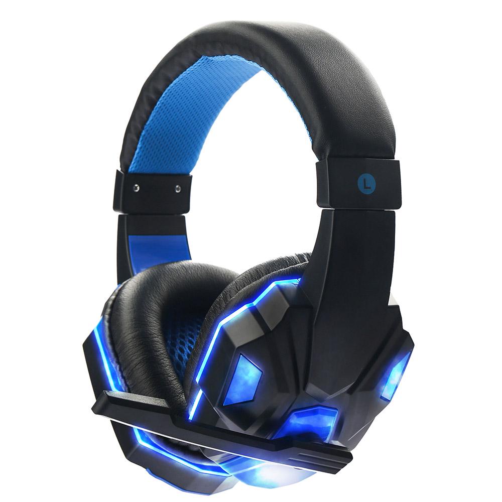 Gaming Headset Headphone for PC with Microphone with USB 3.5mm Interface LED Volume Control
