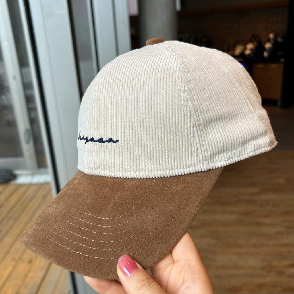 Corduroy Baseball Cap For Women With Embroidered Letters And Wide Brim For Casual Fall Wear