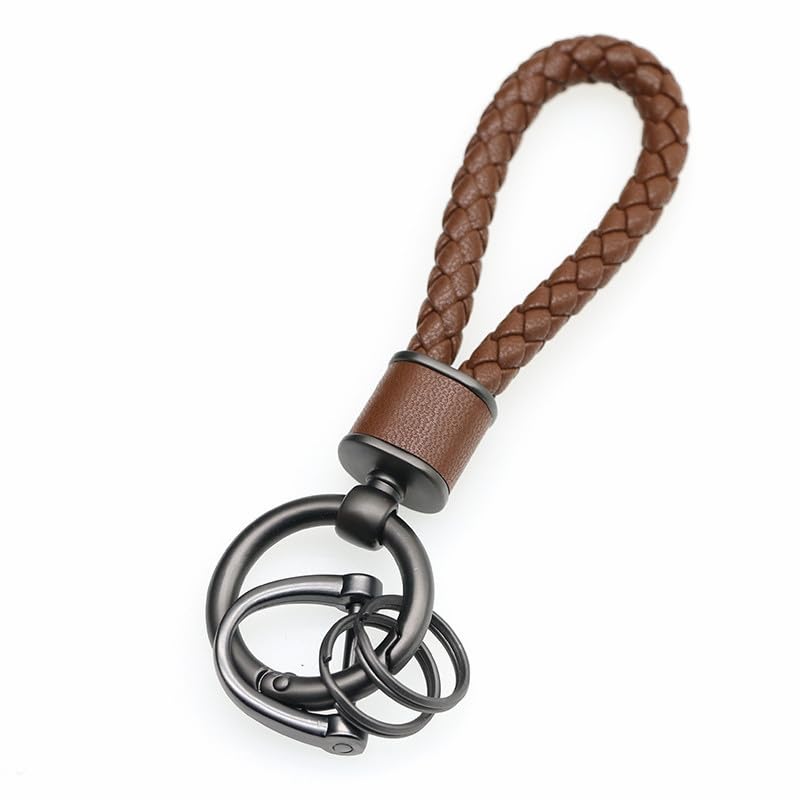 Брелок Rockyu, мужской, женский, плетеный кожаный, кольцо для ключей автомобиля, простой, стильный, легкий, прочный, подарок,