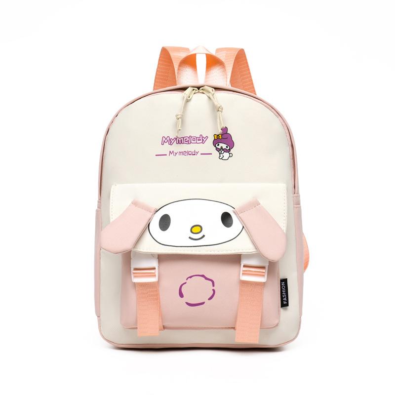 (Black) Kuromi Cinnamoroll Melody Pompomurin Backpack Zipper Waterproof Large Capacity