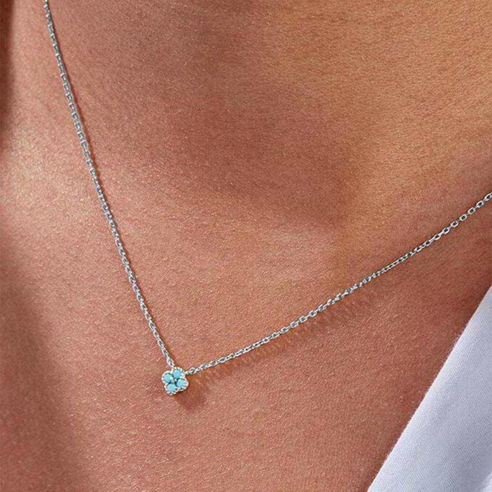 Ожерелье Aide Plata из стерлингового серебра 925 пробы 'Счастливая леди' Европейская и американская цепочка с четырехлистным клевером Бирюзовое ожерелье