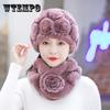 Vintage Faux Fur Beanie Elegant Striped Knit Hats Thick Coldproof Warm Skull Cap Ear Warmer Beanies for Women Autumn & Winter