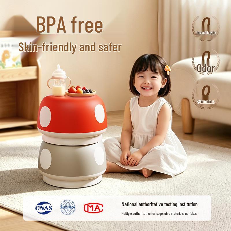 Mushroom Stool - Cute Children's Shoe Changing and Side Table Stool for Home Entrance and Hallway.
