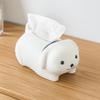Anti Drop Little Dog Tissue Storage Box Figure Model Little White Dog Model Toy  Birthday Gift
