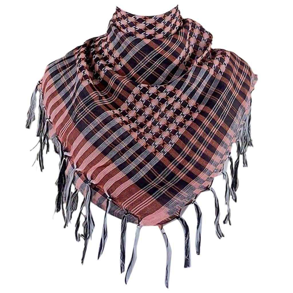 Shemagh Desert Scarf Colorblock Houndstooth Pattern Arab Keffiyeh Shawl Wrap with Tassels Scarves Bandana Head Wraps