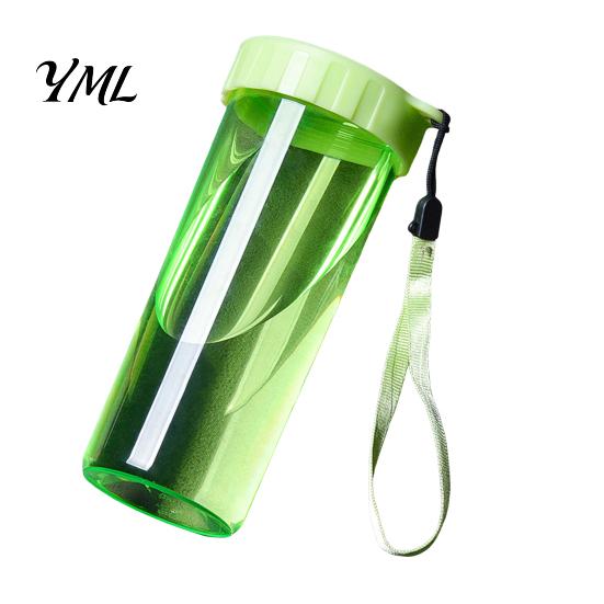 Cute Office Desktop Cup Transparent Water Cup, Portable Plastic Bottle, with Strap Reusable Handle, Clear Heat-resistant Drinkware, for School