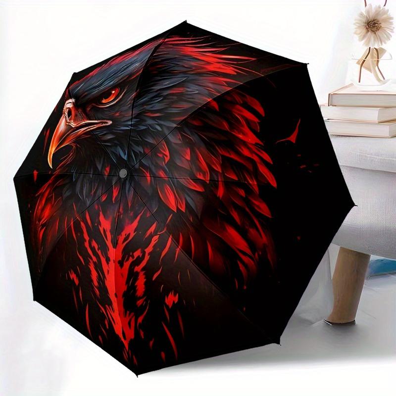 1pc Eagle Flames Compact Travel Umbrella, Automatic Folding Lightweight Windproof 8-Bone Reinforced Design,012106