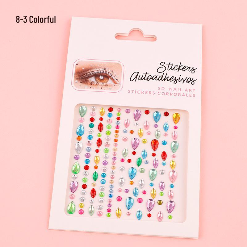 DIY Cross-Border Face, Eye, Brow, and Nail Decor Stickers with Pearls and Diamonds