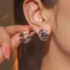 New Simple Fashion Shiny Rhinestone Earrings Geometric Round Temperament Earrings Women's Earrings 1 Pair
