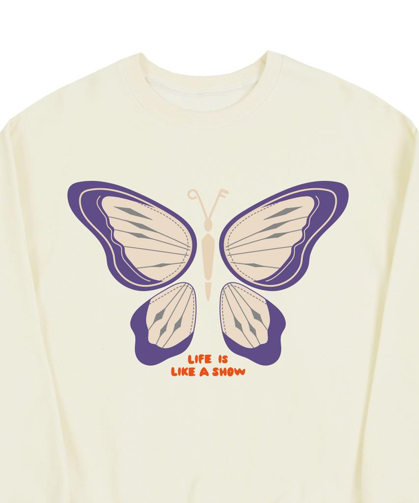 GRAVER [Unisex] Butterfly Sweatshirt_Cream