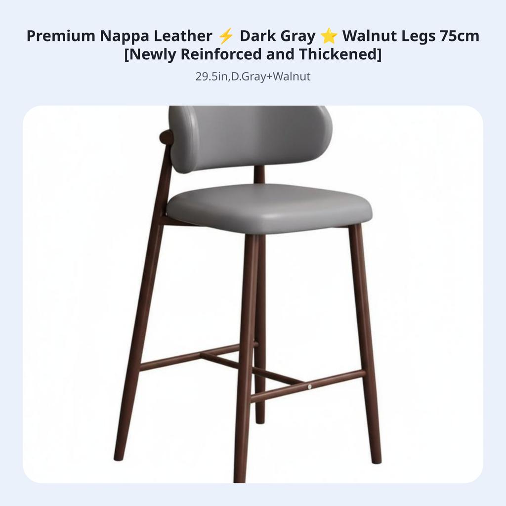 Upholstered High Stool with Low Spine Support Modern and Design Counter Chair Built-in Footrest Sturdy Construction for Adults