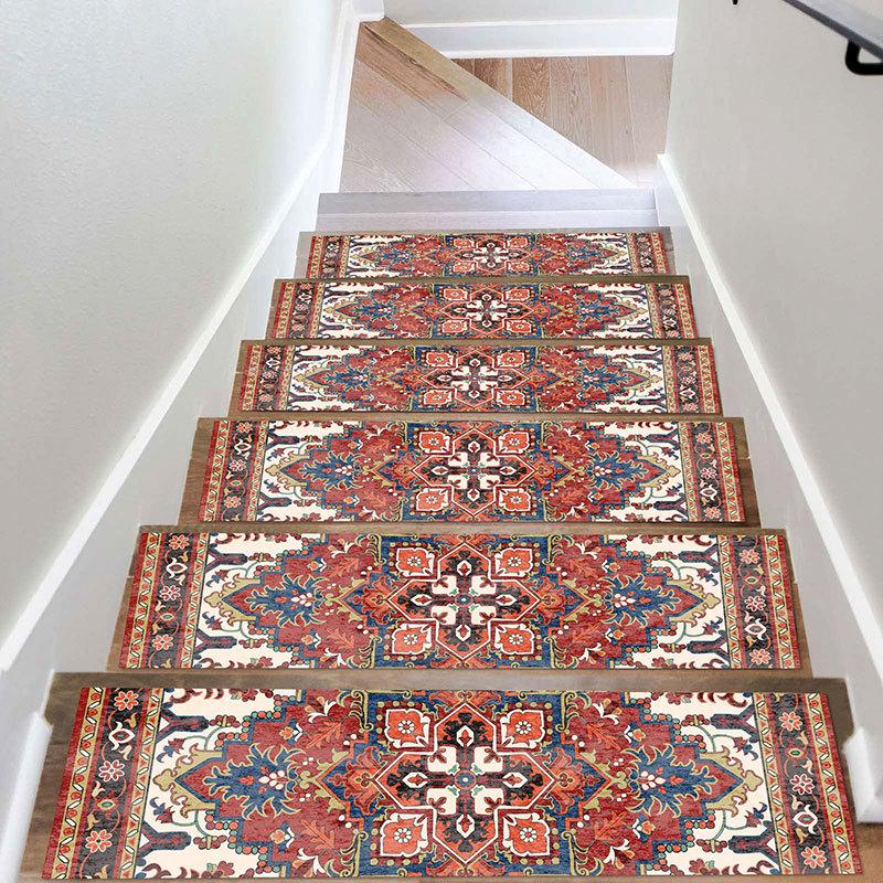 15 шт. коврик для ступеней с самоклеящейся основой, нескользящий, для помещений, противоскользящий, богемный, для деревянных ступеней для собак, детей и пожилых людей