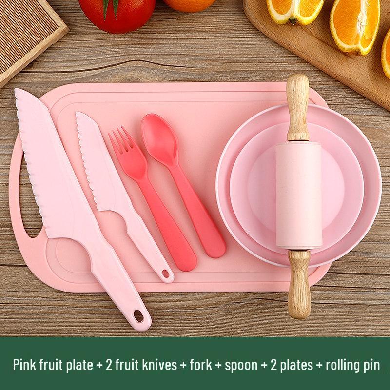 Safe Plastic Fruit Knife & Cutting Board Set for Kids