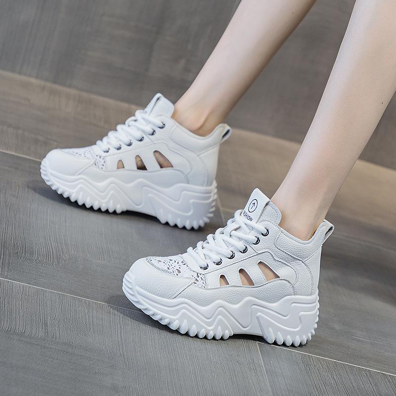 Daddy Shoes Hollow Women's Retro Lightweight Inner Height Increase Casual Sports Shoes Platform Women's Sandals