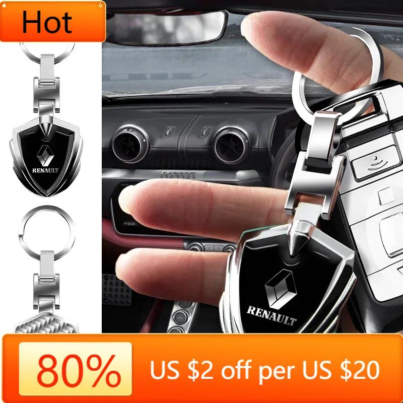 2026 Hot For Renault Interior Stickers 3D Metal Alloy Car Keychain Clouds Pattern Shield Key Rings For Renault DACIA Fluence Sce