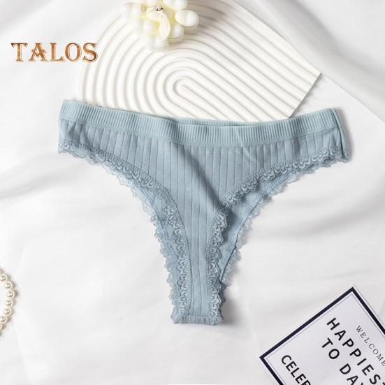 Женское ребристое хлопковое нижнее белье с кружевной отделкой и заниженной талией, мягкие эластичные трусики-бикини, бесшовные трусы для повседневной носки