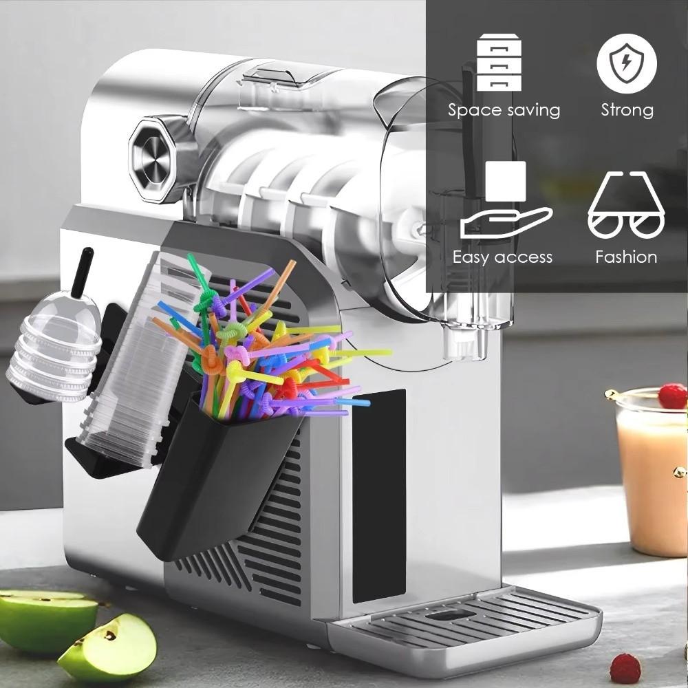 Side-Mounted Cup Organizer Rack with Straw Slot Disposable Cup Dispense Counter Top Bar