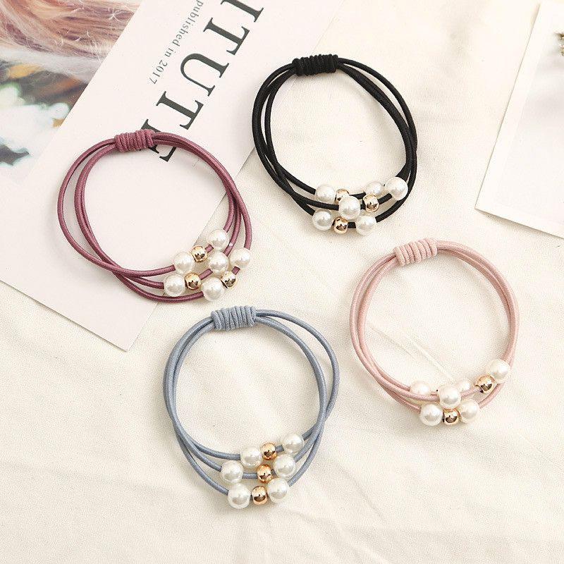 Корейская версия резинки с тремя степенями натяжения, высокоэластичная резинка с жемчужиной для женщин и девушек