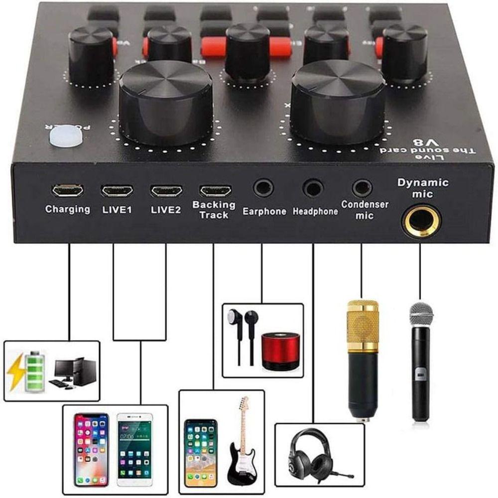 Computer Sound Card Condenser Microphone Kit Streaming Live Podcast Equipment Bundle Karaoke