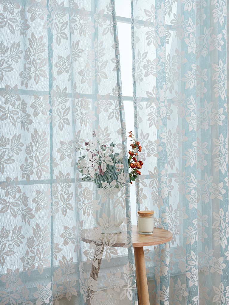 Fresh Floral Bedroom Curtains No Drilling Required French Country Style Window Sheers for Balcony Room Partition
