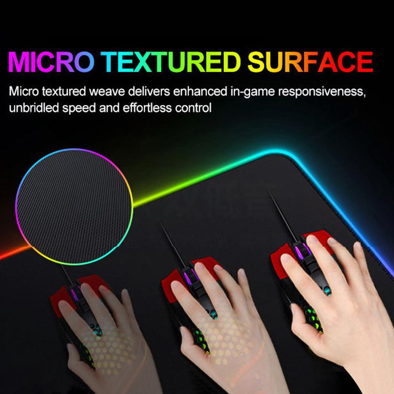 Extra Large Table Pad With Rgb Lighting, Thickened Mouse Pad In Pure Black, Cool