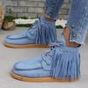 Vintage Tassel Lace-up Ankle Boots for Women Autumn Winter Pointed Toe Cowgirl Boots Woman Suede Western Cowboy Chelsea Boots