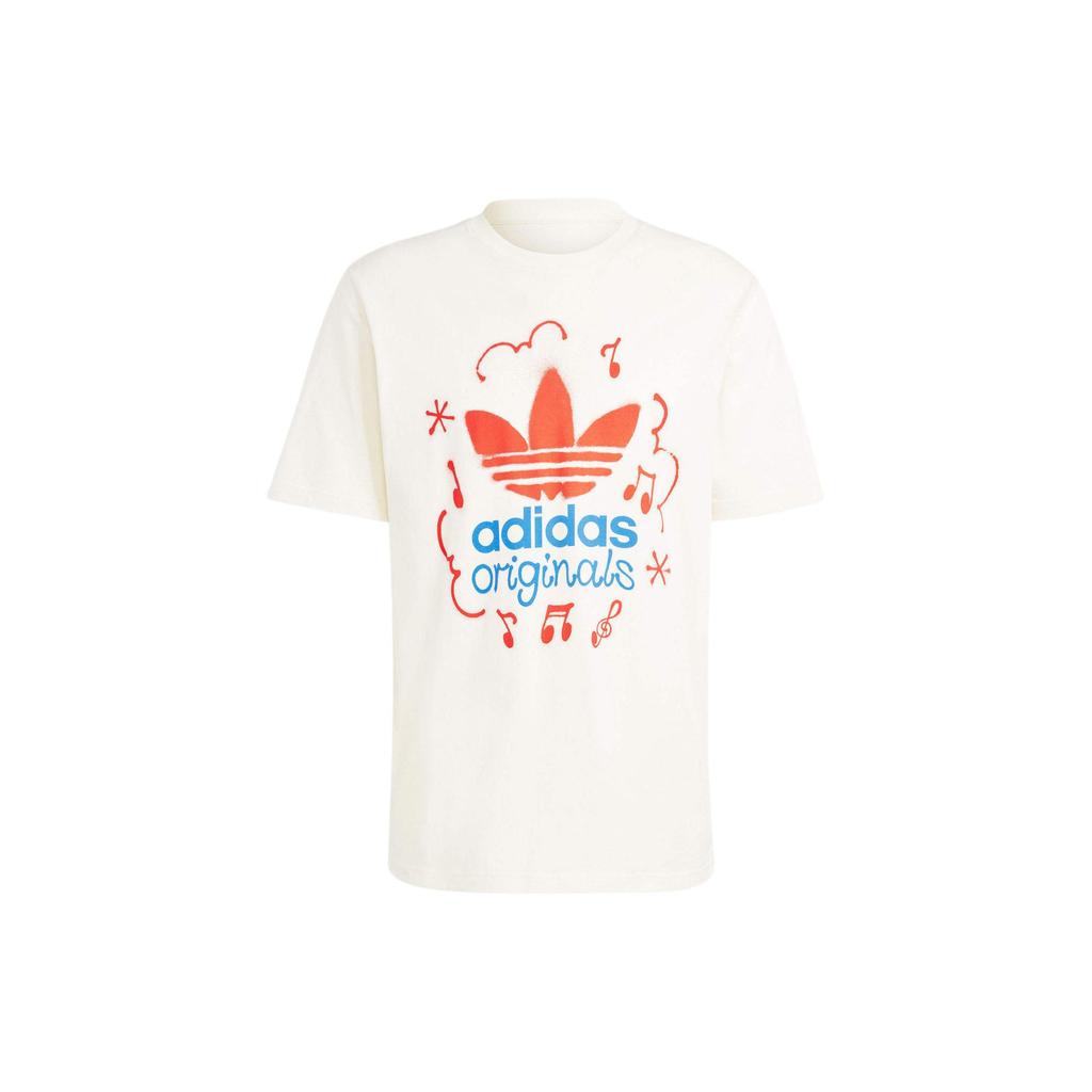 Adidas Футболка Originals Letter Logo Pattern Printed с круглым вырезом и коротким рукавом, мужская, бежевая IS2895