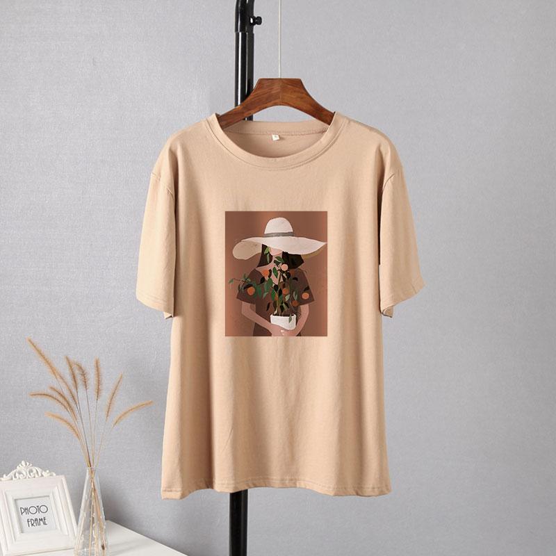 Женские футболки Hirsionsan с эстетическим графическим принтом, милые кавайные мягкие хлопковые свободные футболки в стиле Харадзюку, винтажные повседневные женские топы в готическом стиле