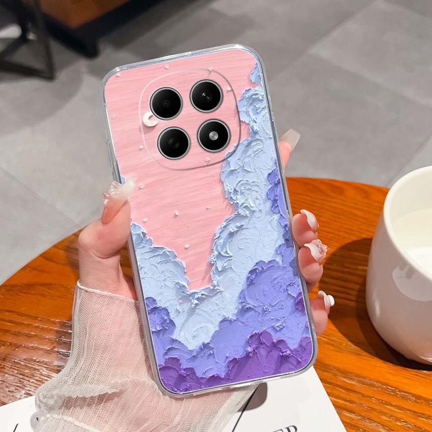 Подходит для Redmi Note 15 14 Pro 14S 15 15C A5 A1 Популярный Креативный Чехол для Телефона с Буквами и Узорами Прозрачный Силиконовый Нескользящий Чехол для Корпуса Redmi