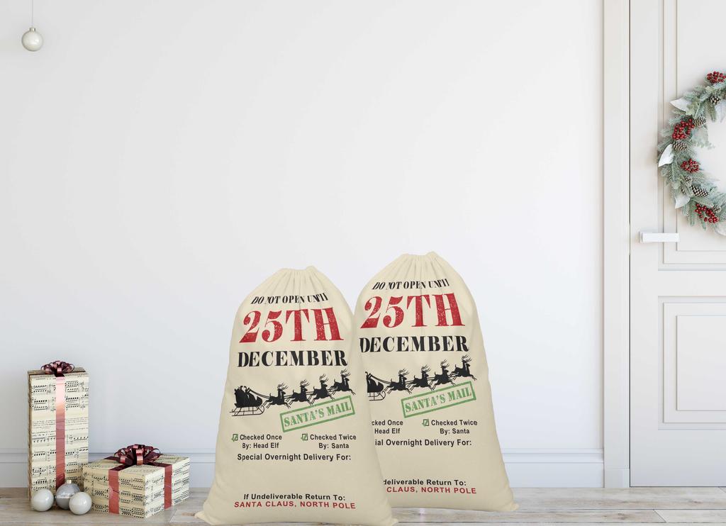 Printtoo Большая холщовая сумка на шнурке, рождественские мешки, подарочный мешок Санты, индивидуальный подарок на вечеринку, 2 шт., 27x20 дюймов