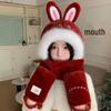 Женский зимний плюшевый набор шапка, шарф и перчатки с милым снудом с кроличьими ушками