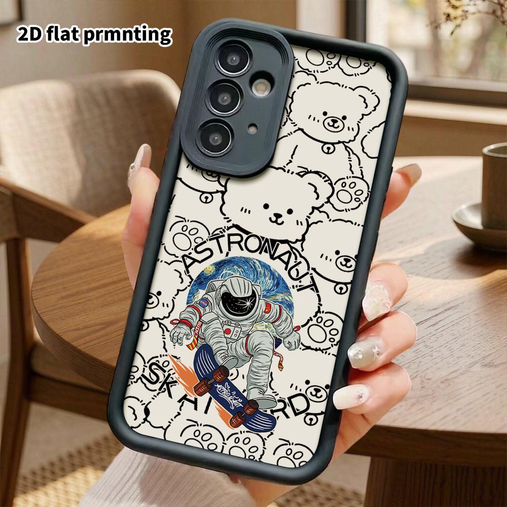 Phone Case: 2D Flat Samsung Galaxy A34 A35 M05 M06 S20 S22 S21 FE Plus 5G Protective Case, Skateboard Astronaut, Christmas and Halloween Gift