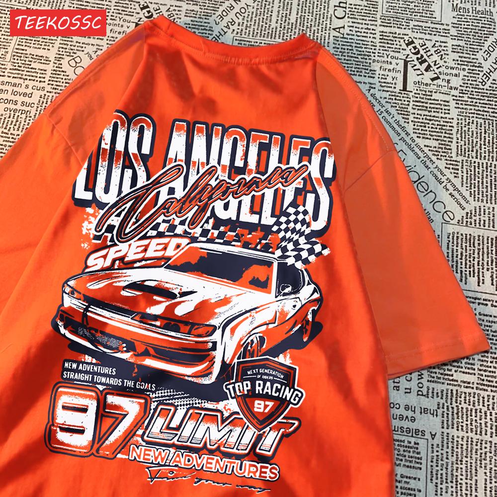 Крутые гоночные автомобили с принтом с коротким рукавом, дышащие модные футболки, дышащая уличная одежда, повседневная футболка с рисунком