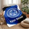 Leicester City Custom Name Text Flannel Blanket Soccer Logo Personalized Fleece Throw Blanket Special Gift For Sofa Bedroom Home
