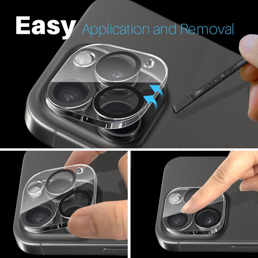 NORTHJO For iPhone 15 Pro/15 Pro Max Black Circles Camera Lens Protector Tempered Glass HD Clear 3D Full Coverage