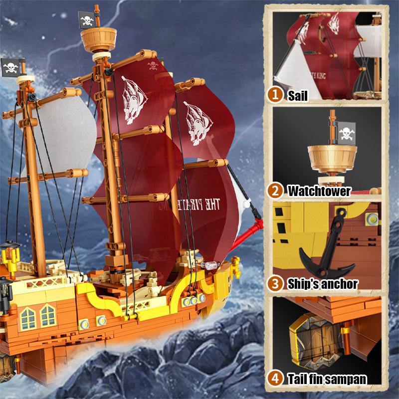 Творческий 920 шт. Королевский пиратский корабль, модель парусника, строительные блоки, мини-кирпичи, строительные игрушки для детей, подарок