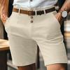 Men Shorts Mid-rise Buttons Zipper Fly Solid Color Shorts with Pockets Straight Leg Summer Casual Shorts Daily Wear