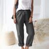 Women's Pants, Casual Solid Color Pocket Pants Elastic Waist Loose Straight Leg Pants