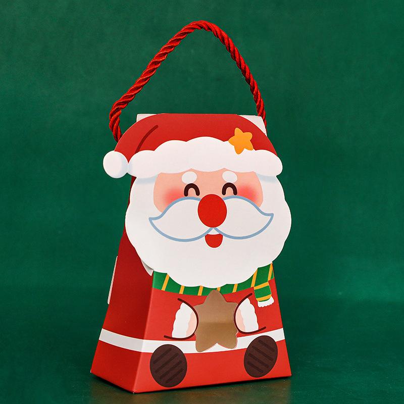 Cartoon Christmas Treat Boxes Paper Candy Gift Box Creative Gifts Packaging Handbag Cute Santa Claus Elk Packing Box Xmas Gifts