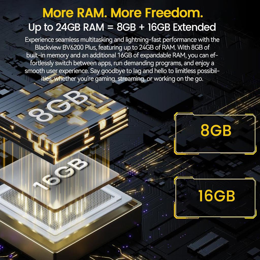 Blackview Смартфон BV6200 Plus 24 ГБ ОЗУ 256 ГБ ПЗУ Android 14 Защищенный телефон