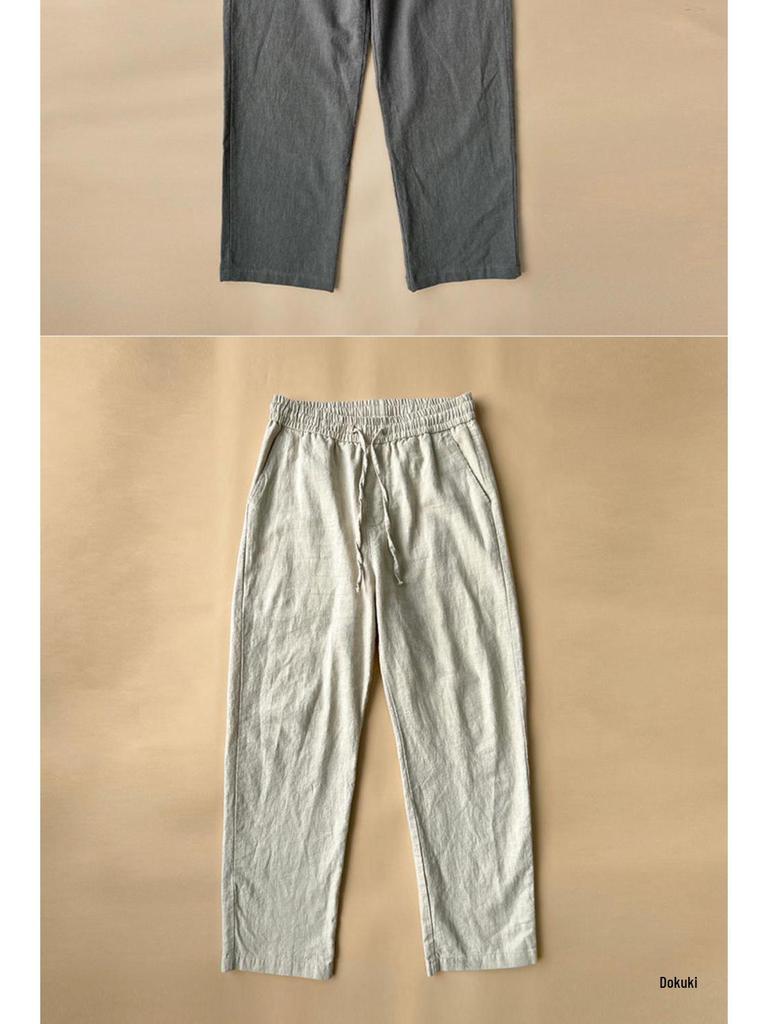 Мужские летние тонкие хлопково-льняные повседневные белые брюки в китайском стиле