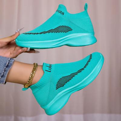 2025 весенние туфли из сетки-мушки, туфли женские больших размеров на одной педали, повседневная обувь, носочные туфли, эластичные дышащие сетчатые кроссовки